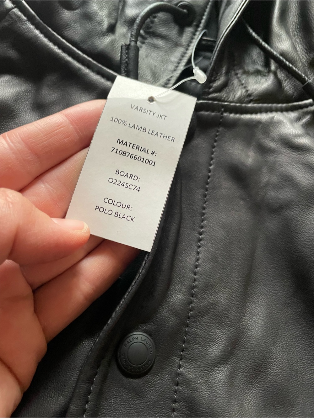 Polo by Ralph Lauren Black Hooded Lamb Leather Bomber Jacket Men’s Medium - Picture 4 of 9